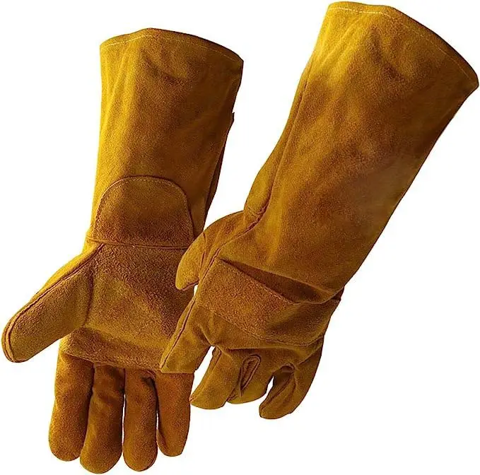 Premium-Qualität Benutzer definierte Farbe Rindsleder Premium Rotes Leder MIG Stick Hitze beständiger Schutzs chweiß handschuh Hands chweiß handschuh