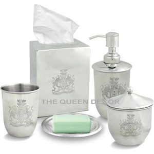 Fabricant d'ensemble de salle de bains en métal brillant, poli et fait à la main Accessoires de salle de bains design Nouvel ensemble de salle de bains classique et élégant - Product Image 5