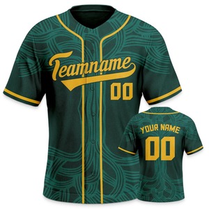 Custom Baseball Jersey Green <b>Gold</b> Personalized Baseball <b>Shirt</b> Sport Uniform Men Button Down Outfit Youth Kids - Product Image 1