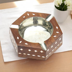 Cenicero de madera de diseñador de lujo moderno de primera calidad hecho a mano con incrustaciones de latón regalo de negocios de alta calidad grabado Natural personalizado - Product Image 5