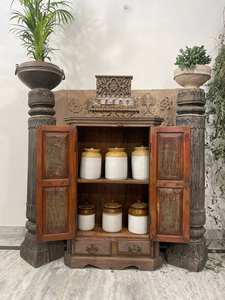 Armoire de cuisine en bois massif rose élégante de taille moyenne, style moderne, antique, luxueux, classique et vintage - Product Image 4