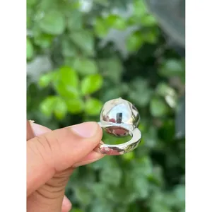 10K Gold and 925 Silver Rose Quartz Cocktail <b>Ring</b> with Bezel Setting Geometric <b>Statement</b> <b>Ring</b> for Parties Rhodium Plated - Product Image 6
