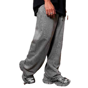 Pantalones Vaqueros Negros Holgados, Pantalones Vaqueros Vintage con Lavado Ácido y Bolsillos Casuales, en Oferta con Logotipo Personalizado - Product Image 1