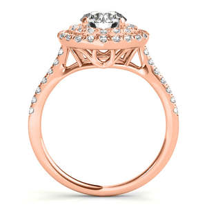 แหวนหมั้นทองคำโรสโกลด์ 14k ประดับเพชรแบบดับเบิ้ลฮาโล แหวนเพชร 0.33 กะรัต - Product Image 1