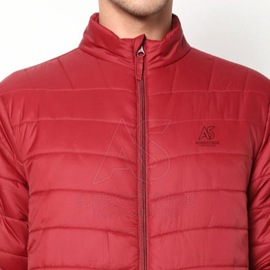Comfortable Outdoor Use <b>Men</b> Canvas Puffer Winter <b>Jacket</b> with Stand Collar and Front Logo - Product Image 3