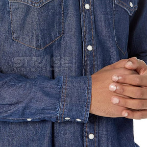 Men's 100% Cotton Breathable <b>Jeans</b> Shirt with Clean <b>Lines</b> Modern Styling Soft Touch Long Lasting Comfort Eco-Friendly - Product Image 5