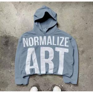 เสื้อฮู้ดผู้ชายผ้าฝ้ายผ้าเทอร์รี่มีฮู้ดแฟชั่นโอเวอร์ไซส์ดีไซน์ใหม่ - Product Image 5