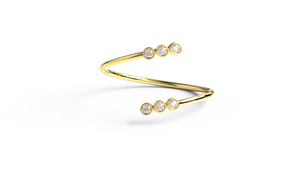 Anillo Abierto de Lujo en Oro de 18K con Diamantes Redondos, Anillo Minimalista Apilable, Regalo de Boda o Aniversario para Mujer - Product Image 2