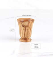 Verres à shot en bois ArtisRaw DT012, faits à la main, imitation antique sculptée, style méditerranéen, bois d'olivier tunisien, 10 ans