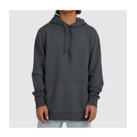 Sudadera con Capucha para Hombre, Color Gris Oscuro, Corte Regular, Felpa Francesa de Algodón, Bolsillo Frontal, Forro de Invierno, Secado Rápido, Bordada