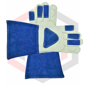 ถุงมือเชื่อมหนังแบบพันข้อมือทำจากผ้าใบ - Product Image 2