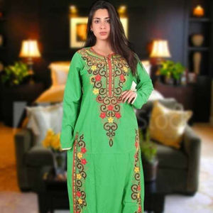 Abiya en coton brodé pour femmes, vêtements islamiques, jilbab arabe, dubaï, nouvelle collection 2022 - Product Image 1