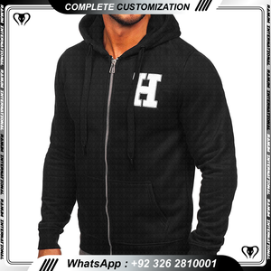 Sudadera con capucha y cremallera completa de lana de peso completo en blanco de alta calidad lisa al por mayor, sudaderas con capucha y cremallera para hombre con logotipo personalizado - Product Image 3