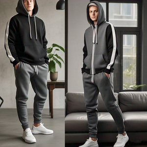 ชุดวอร์มผ้าฟลีซแบบสวมหัวมีฮู้ดสำหรับผู้ชายชุดวิ่งออกกำลังกาย - Product Image 3