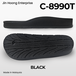 Jin Hoong Men C-8990T, semelle extérieure en PVC noir, légère, résistante à l'eau, antidérapante, durable, épaisseur de 30 mm, fabriquée en Malaisie - Product Image 2