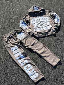 Style vintage personnalisé lavé à l'acide à manches longues surdimensionné zippé hommes sweats à capuche veste à capuche pour hommes soleil délavé survêtement pour hommes - Product Image 3