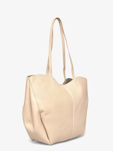 Sac fourre-tout en cuir beige tendance pour femmes, sac à bandoulière minimaliste, grand sac de shopping, sac à main crème, sac de travail, deux sangles, doux et ample - Product Image 4