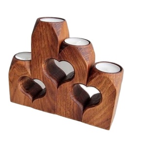 Composition circulaire décoration maison bougeoirs en bois bougeoir en bois pour mariage - Product Image 2