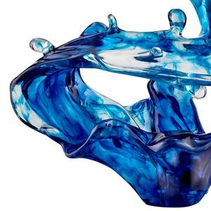 Sculpture en résine bleue de vague Accent d'objet de table de luxe artistique parfait pour l'étagère de bureau contemporaine ou la maison - Product Image 4
