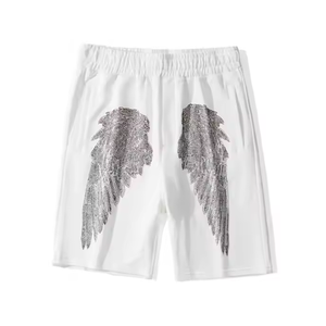 High Waist 100% Cotton Summer <b>Shorts</b> with Rhinestone Design <b>Slim</b> <b>Fit</b> High Street Style Solid Pattern Wholesale OEM - Product Image 5