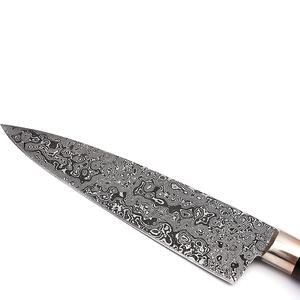Venta al por mayor PRESTIGE BLADES Personalizado de alta calidad hecho a mano Damasco hoja de acero forjado ambidiestro Chef cuchillo Funda de cuero - Product Image 4