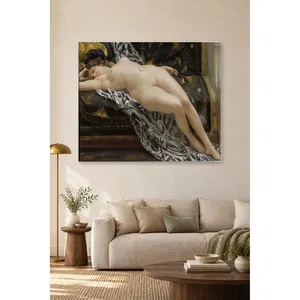 Fida Seignac Femme endormie sur un drapé à motifs, impression sur toile - Product Image 4