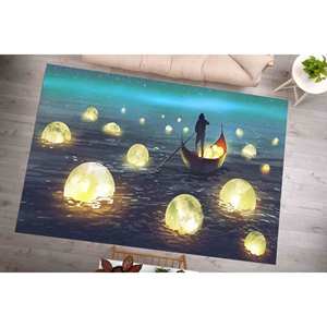 Alfombra con Diseño de Luna Brillante: Decoración Abstracta Moderna, Alfombra Impresa, Alfombra de Chenilla - Product Image 4