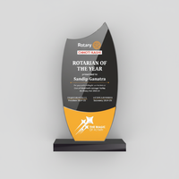 Trophée en acrylique Wave Crest - Finition cristal poli élégante et durable, impression typographique gravée, récompense pour entreprise, sport, académie