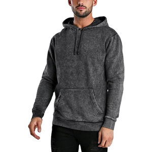 Sweat à capuche d'hiver écologique pour hommes de haute qualité vêtements de rue entraînement impression numérique solide Vintage lavé 100% coton - Product Image 5