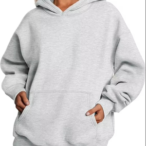 Sweat à capuche surdimensionné 100% coton pour femmes, pull personnalisé, épaule tombante, blanc avec col à capuche respirant - Product Image 1