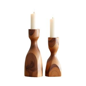 Bougeoir en bois sculpté à la main fini or de qualité supérieure décoration de Noël intérieure et extérieure avec ensemble de bougeoirs en bois de manguier - Product Image 2