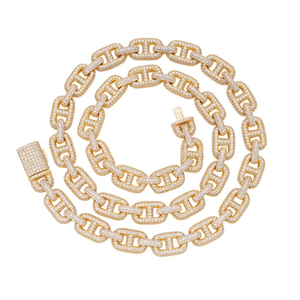 RB Gems Customized 14K Rose Gold <b>Silver</b> Plated Women's Trendy Bezel Setting Fully Iced Skeleton Zircon Cuban Chain Party - Product Image 5