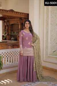 Festival de mariage de style indien et pakistanais Salwar Kameez Suit Waar Faux Georgette avec paillettes et fil brodé - Product Image 4