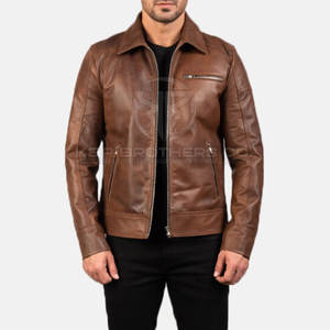 Veste en cuir à la mode pour hommes, manteau de motard coupe ajustée, vêtements d'extérieur décontractés pour hommes, veste d'hiver en cuir souple pour hommes - Product Image 6