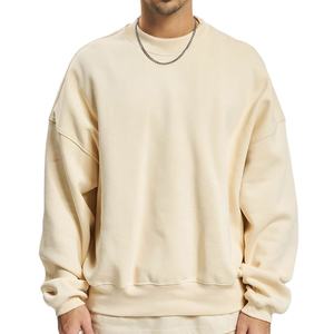 Hommes 450 GSM coton lourd goutte épaule sweat col rond surdimensionné pull épais chaud Streetwear pour l'automne hiver - Product Image 1