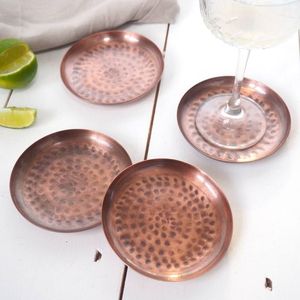 High Quality New Gold Finished Copper Coaster Luxury Design Eco-Friendly Handmade for Customized Size Kitchenware Restaurant - Product Image 2