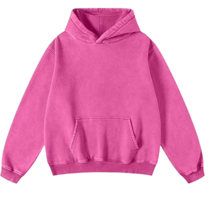 Sweat à Capuche Surdimensionné Vintage Lavé Rose Coton Lourd Streetwear Pull à Capuche Coupe Ample pour Hommes et Femmes - Product Image 6