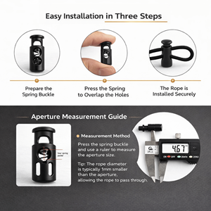 Vente en gros usine : Bloque-cordon en plastique ABS sans nickel, à ressort, simple ou double trou, pour cordon de serrage de vêtements et sacs - Product Image 6