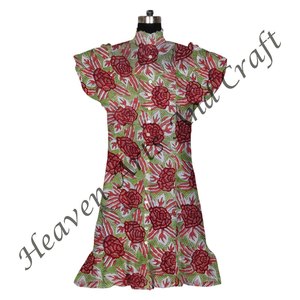 Elegante vestido MIDI de verano para mujer algodón corto sin mangas estampado floral fiesta desgaste bloque estampado patrón floral - Product Image 4
