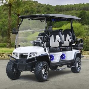 Voiturette de golf électrique 6 places avec pneus tout-terrain, batterie au lithium, 4 roues, autonomie de 18 trous pour chariots - Product Image 2