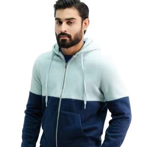 Sweat-shirt à capuche 100% coton avec fermeture éclair complète pour hommes, avec cordons de serrage personnalisés - Product Image 1