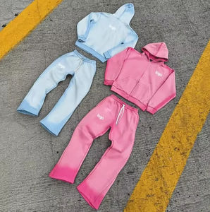 Survêtement pour homme en molleton français vintage délavé à l'acide, 100% coton biologique, sweat-shirt à capuche et pantalon de survêtement, en vente - Product Image 2