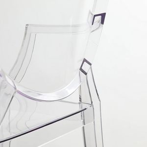 Set di 4 Sedie Ghost Trasparenti con Schienale Circolare, Sedie Laterali Moderne Impilabili per Sala da Pranzo e Ristorante, Stile Rustico - Product Image 5