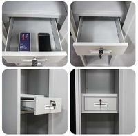 Casier métallique moderne verrouillable à 2 niveaux, armoire de rangement en acier réglable avec aérations pour la maison, le bureau et la salle de sport (usage commercial)