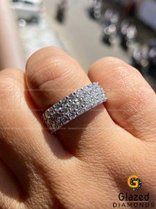 แหวนฮิปฮอปที่น่าประทับใจด้วยทองคำขาว10KT ประดับด้วยเพชรที่ปลูกในห้องทดลองอย่างมีความชัดเจน VVS - Product Image 2