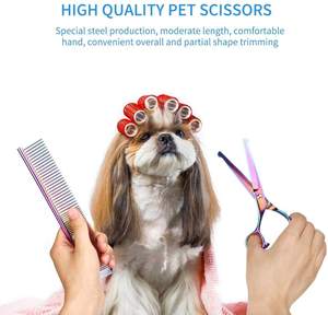 ANAAIF Ciseaux professionnels pour animaux de compagnie 3 ciseaux de toilettage incurvés pour chiens de meilleure qualité avec peigne Caractéristique réutilisable - Product Image 6