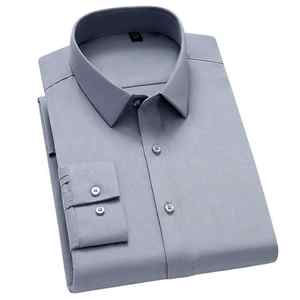 Camisas de vestir de algodón 100% de alta calidad para hombre, blancas, sólidas, sin arrugas con patrón Floral, buenas para compra personalizada al por mayor - Product Image 3