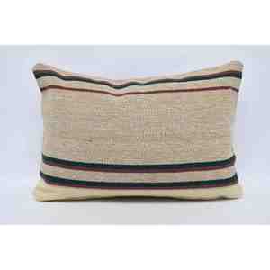 หมอนผ้าวูลลายทางสีเบจ16X24นิ้วหมอนเน้นหรูหราสำหรับโซฟาเตียงทอวินเทจปุยคริสต์มาส - Product Image 5