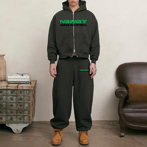 Ensemble de survêtement tendance pour homme, taille plus, personnalisé, 100% coton molletonné 220g, coupe classique, respirant, séchage rapide, écologique - Product Image 1