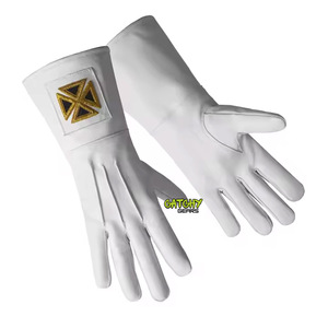 Gants blancs personnalisés avec broderie maçonnique Gant de franc-maçon en coton Gants maçonniques blancs de haute qualité avec logo royal - Product Image 2